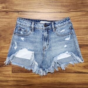 NWOT Hidden Jeans Ripped Faded Blue Denim Shorts Size Xsmall